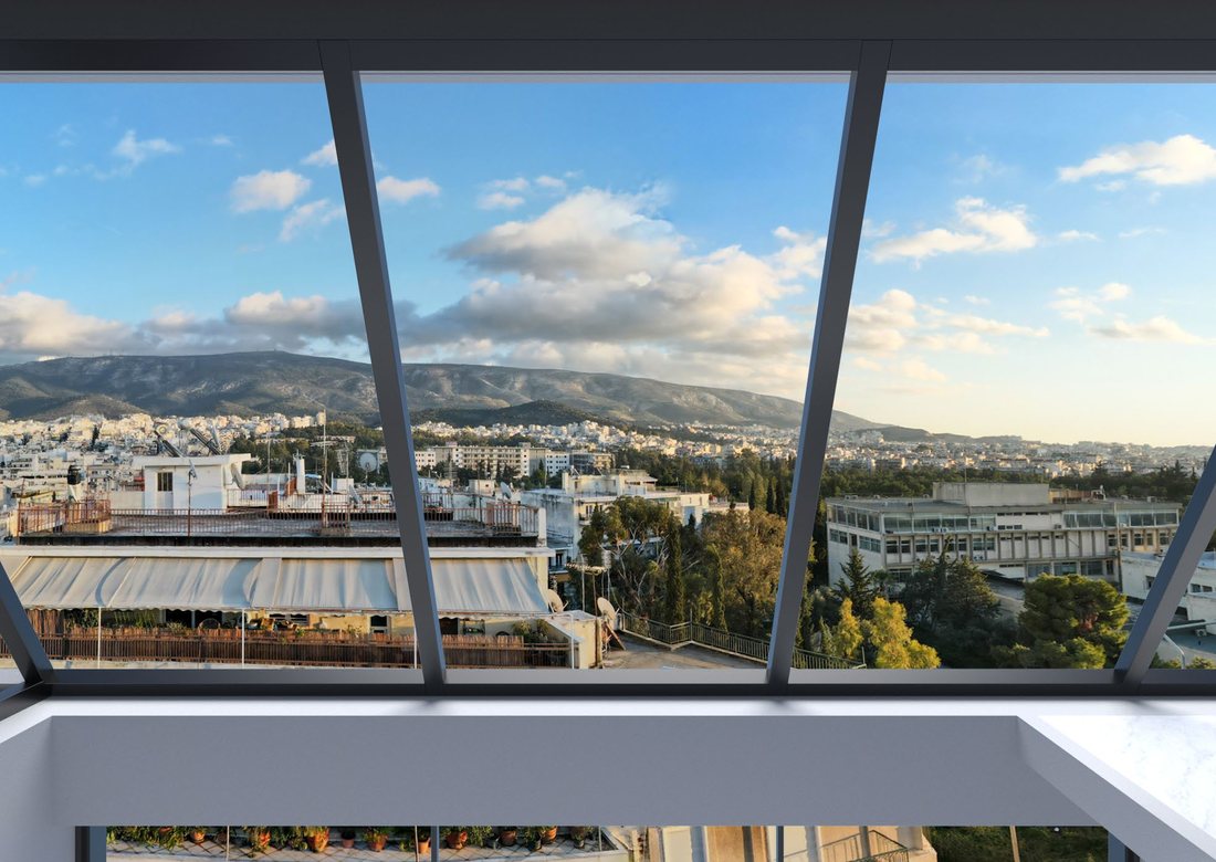 Blick über Athen aus dem GDO-Projekt Vakchilidou 26, Ilissia (Visualisierung)